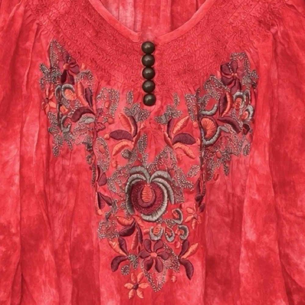One World Tye Dye Embroidered Blouse Top PL L - Picture 3 of 4